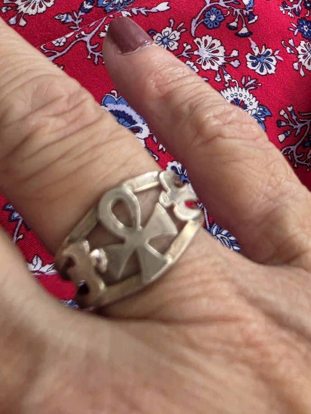 Silver Adjustable Ankh Ring